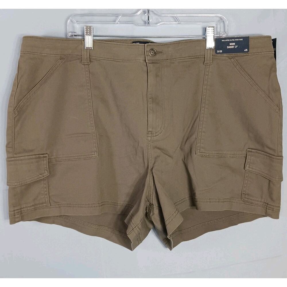NWT Hollister Ultra High-Rise Mom Shorts 21/20 W/35 Olive Green Cotton